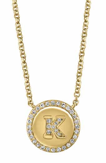 14k Gold Plated Diamond Initial Pendant Necklace