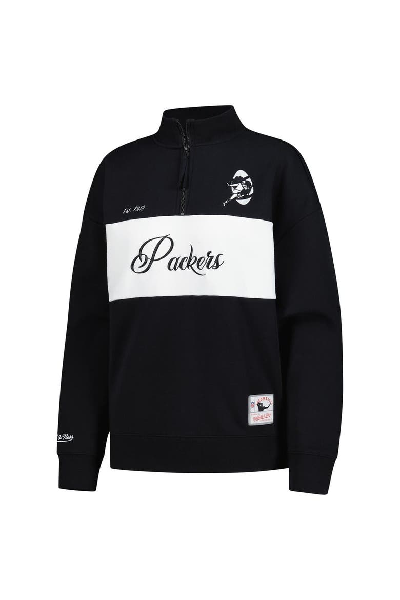 Women's Mitchell & Ness Black Green Bay Packers Quarter-Zip Jacket, Alternate, color, Black