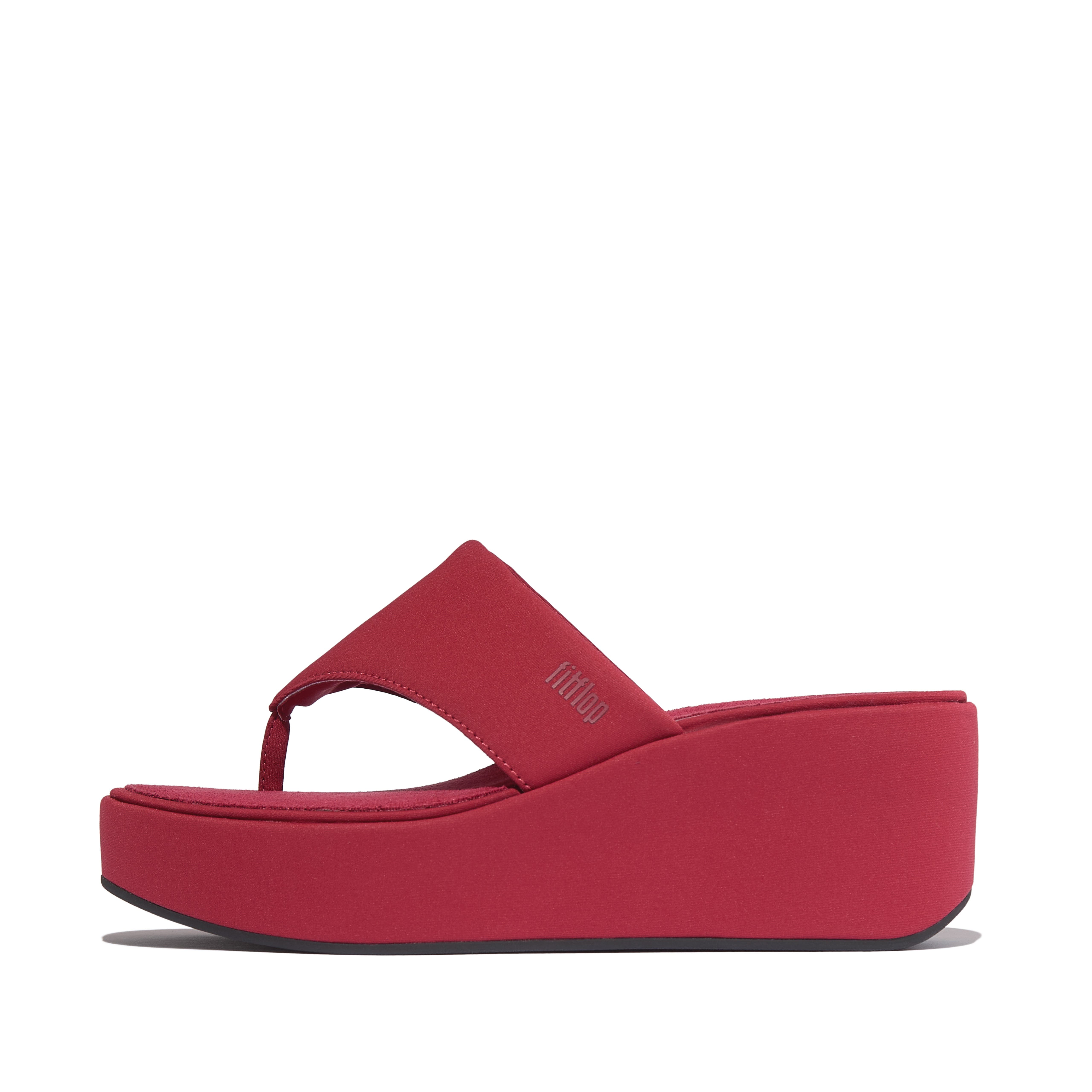 FitFlop Platfforms Wedge Toe Post, Alternate, color, Burnt Berry