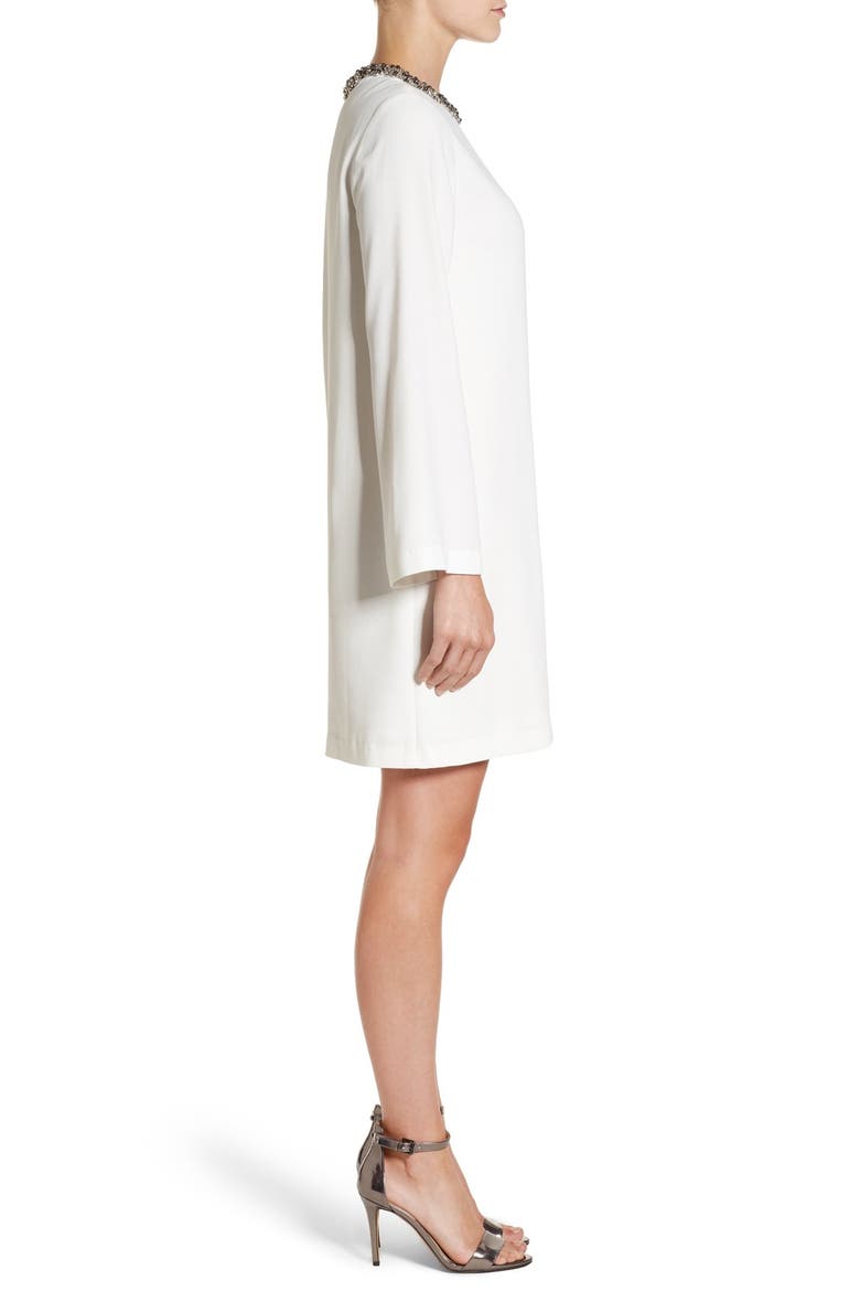Embellished Neck Shift Dress, Alternate, color, IVORY CLOUD