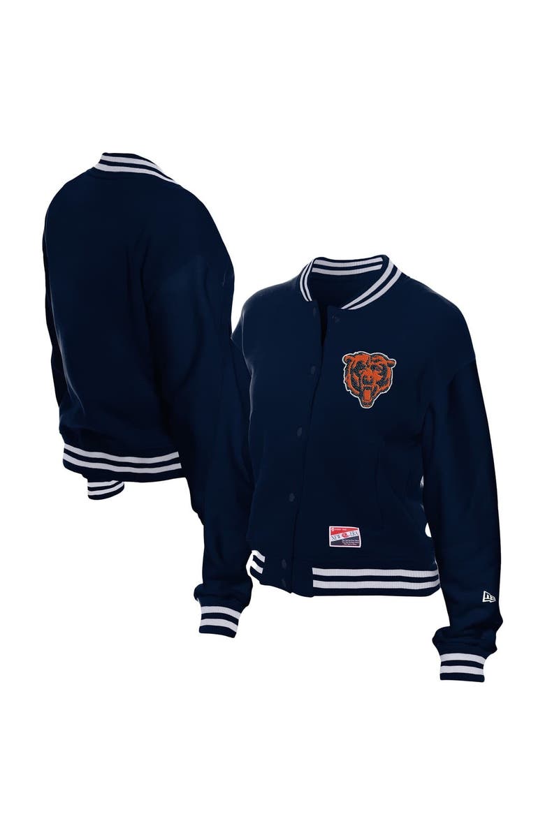 New Era Women's New Era Navy Chicago Bears Throwback Fleece Full-Snap Jacket, Alternate, color, Navy