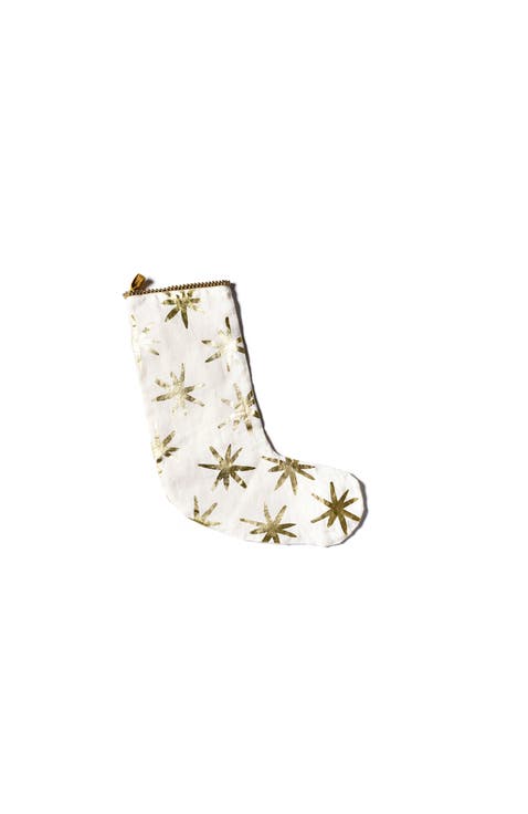 Gold Stars Stocking with Beaded Trim