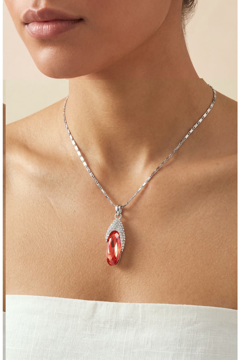 Oval Crystal Pendant Necklace, Alternate, color, Red