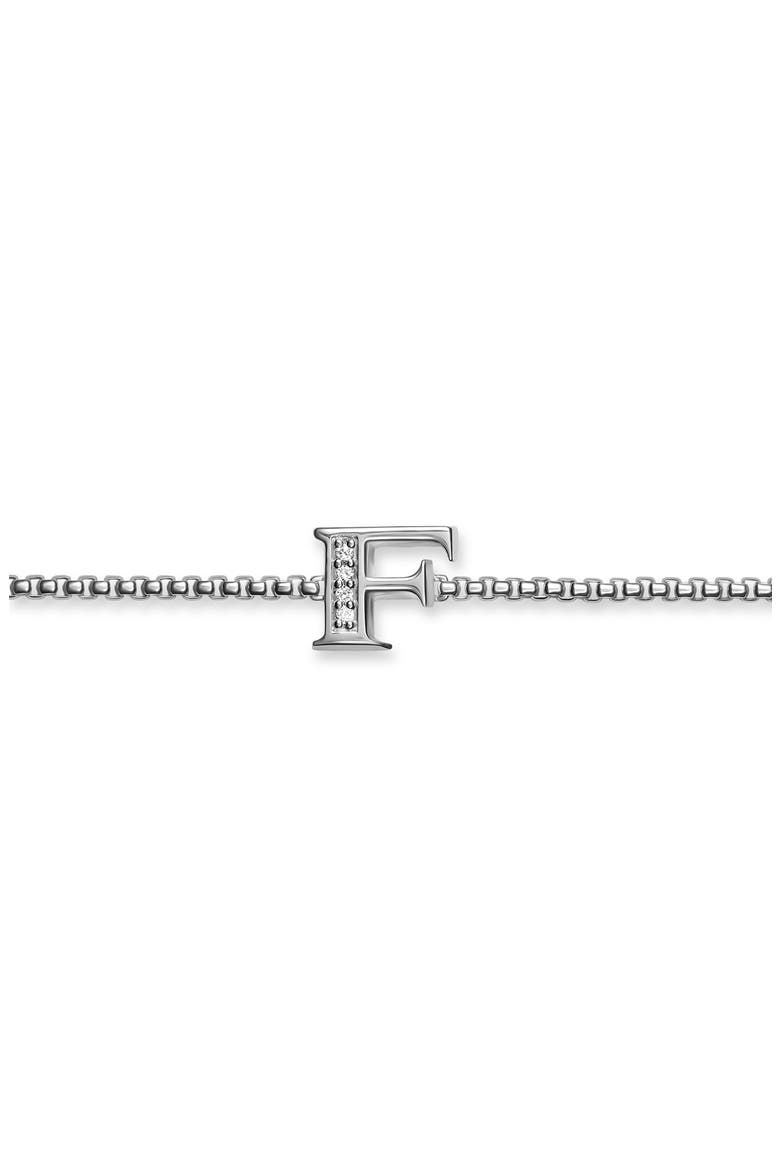 Petite Pavé Initial Chain Bracelet in Sterling Silver with Diamonds, Alternate, color, SILVER PAVE F