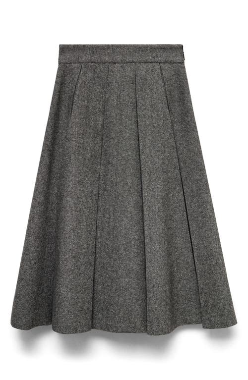 Mango Marbled Wool Pleated Skirt Grey In Grey