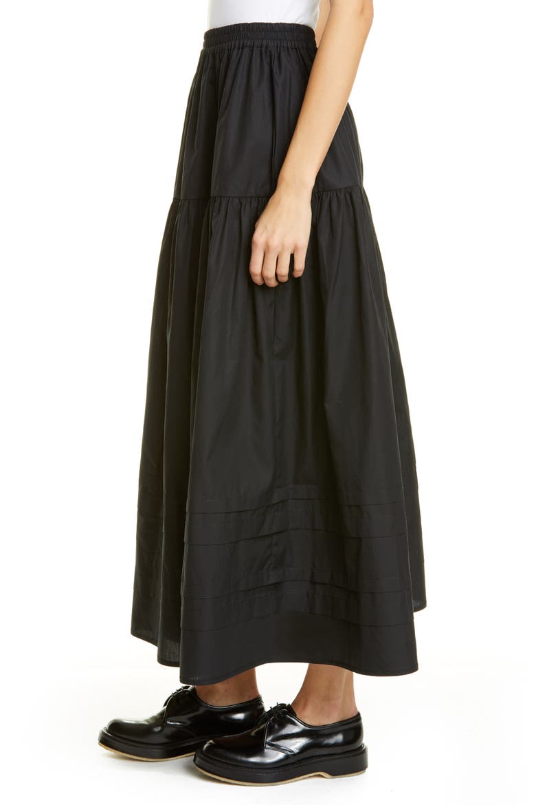Eiko Tiered Cotton Maxi Skirt, Alternate, color, BLACK