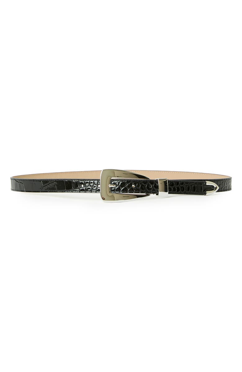 B-Low the Belt Briar Croco-Embossed Leather Belt, Main, color, Black Silver