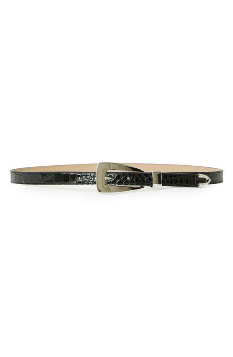 Briar Croco-Embossed Leather Belt