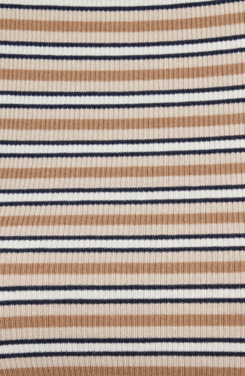FRAME The Stripe Mock Neck Rib Top, Alternate, color, Camel Multi