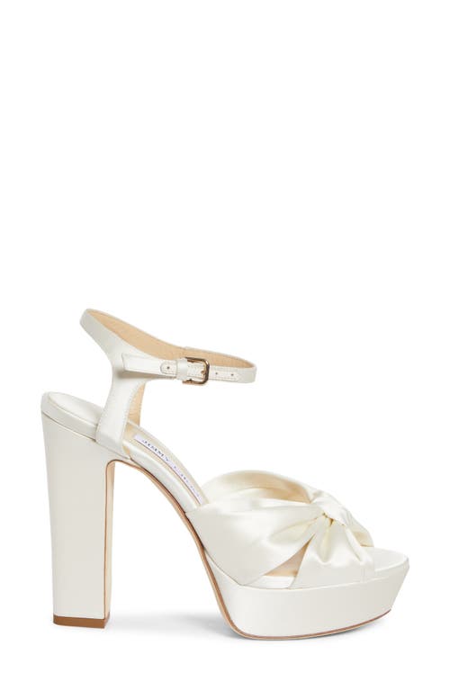 Jimmy Choo Heloise 120 Bow-embellished Lizard-effect Leather Platform Sandals In Ivory