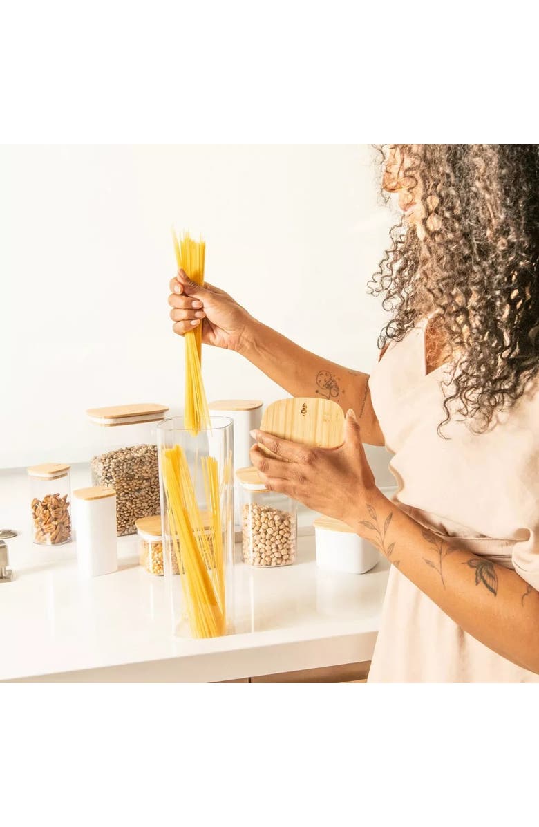 OU Clear Stackable Airtight Food Storage Container Set with Wood Lid 8 Piece, Alternate, color, 