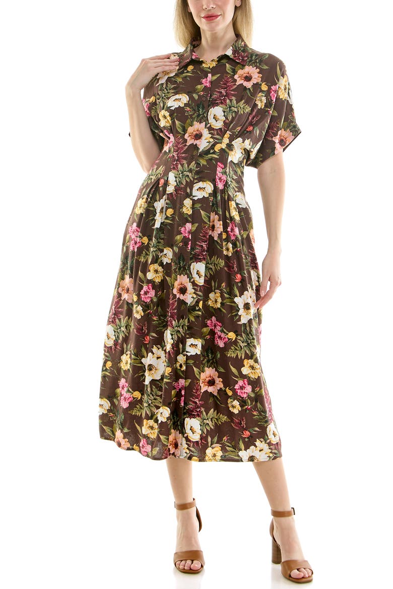 Floral Short Sleeve Midi Shirtdress, Alternate, color, VENUS FLORAL