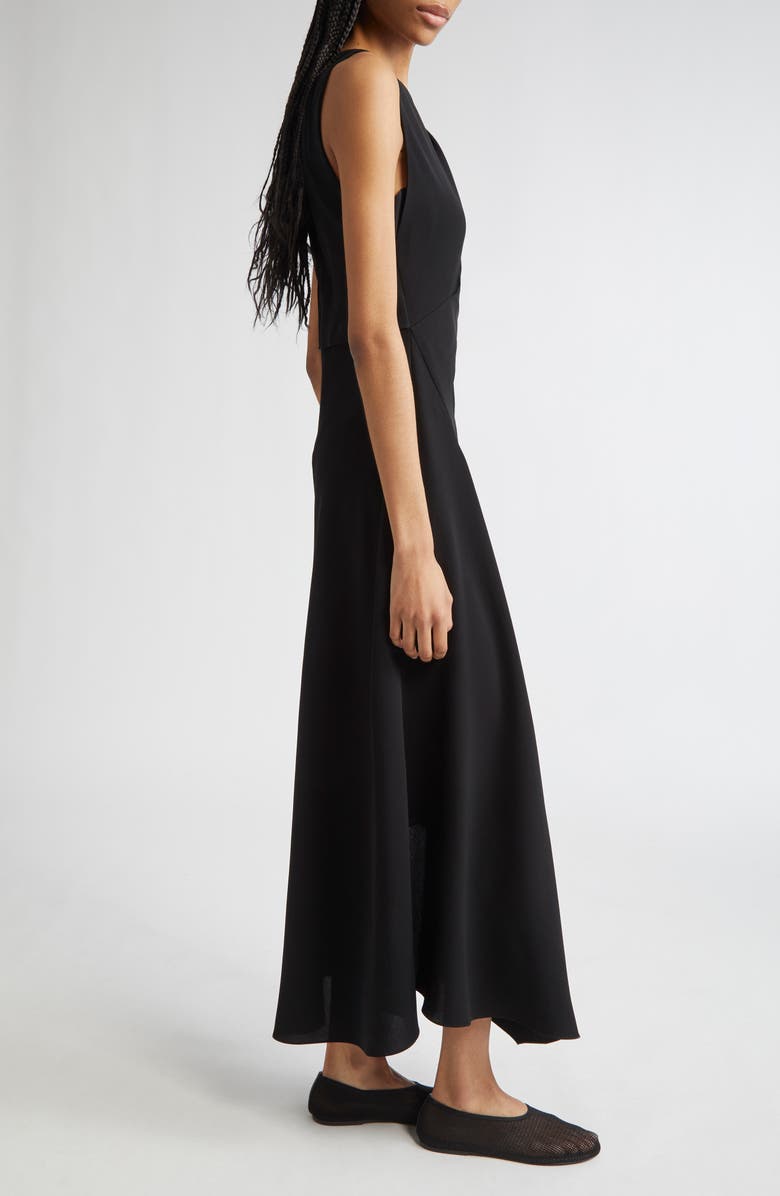 Lafayette 148 New York Asymmetric Finesse Crepe Dress, Alternate, color, Black