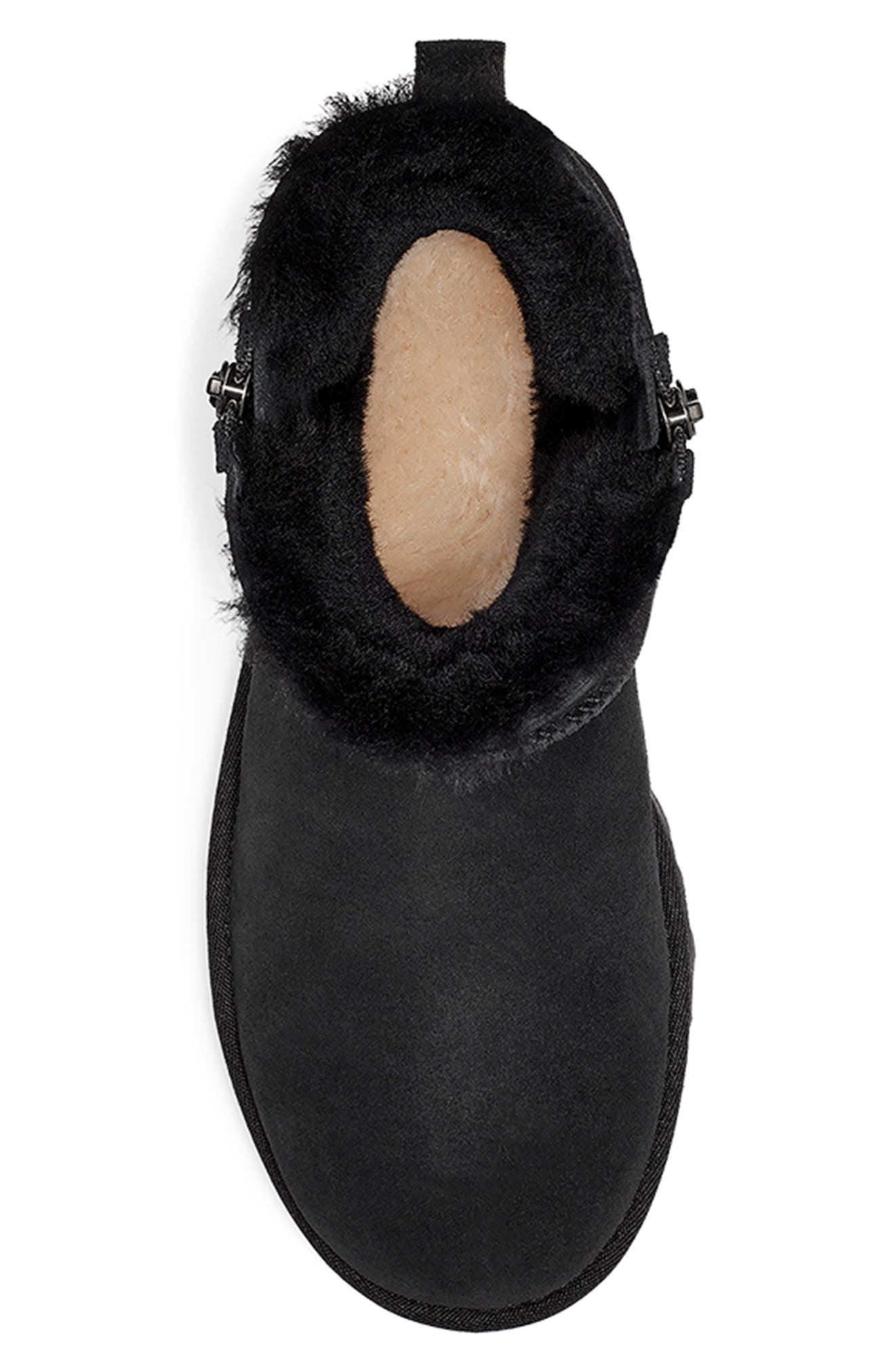 UGG<sup>®</sup> Classic Suede Mini Double Zip Genuine Shearling Boot, Alternate, color, 