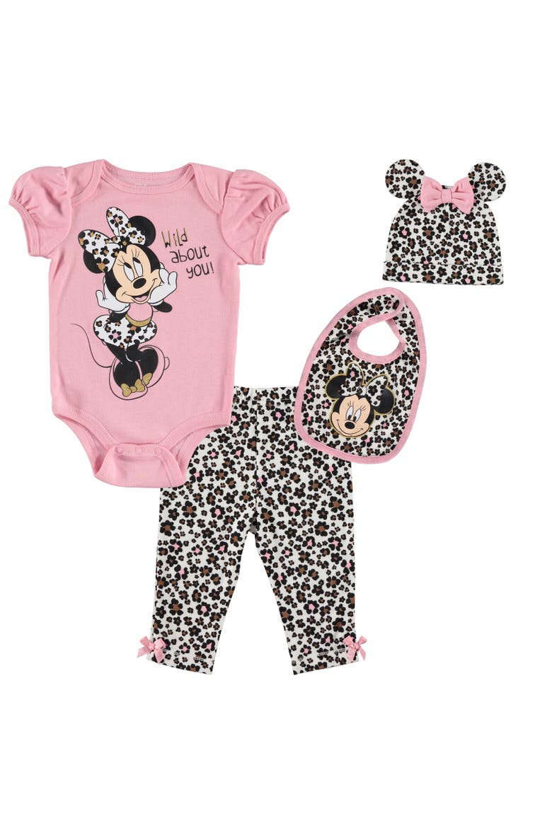 Bodysuit Pants Bib & Hat Layette Set, Main, color, Pink