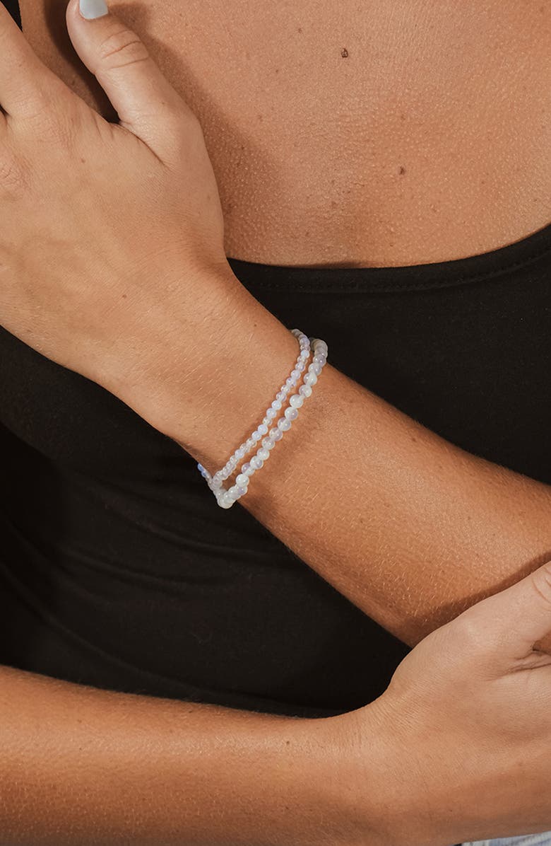 Sterling Forever Stone 2-Pack Beaded Stretch Bracelets, Alternate, color, Opalite