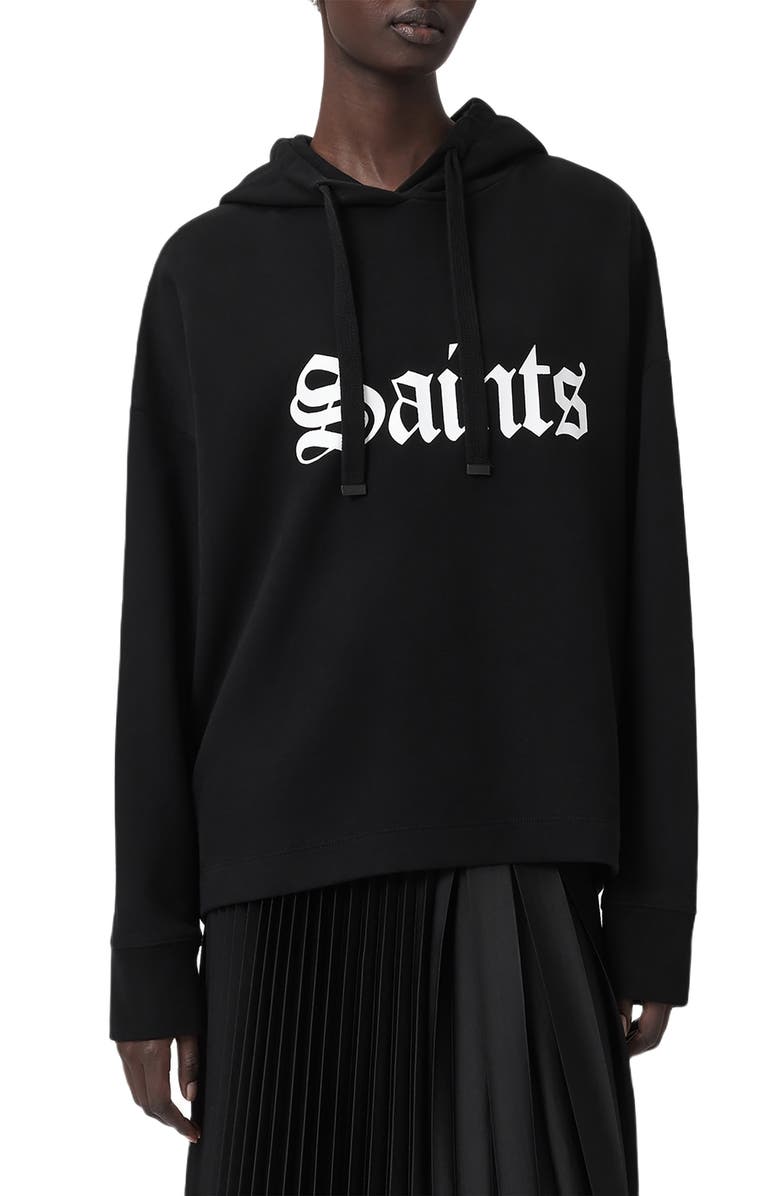 AllSaints Saint Etienne Oversize Organic Cotton Hoodie, Main, color,