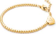 Tiny Blessings 14K Gold Dainty Heart & Engraved Initial 5.25" Bracelet