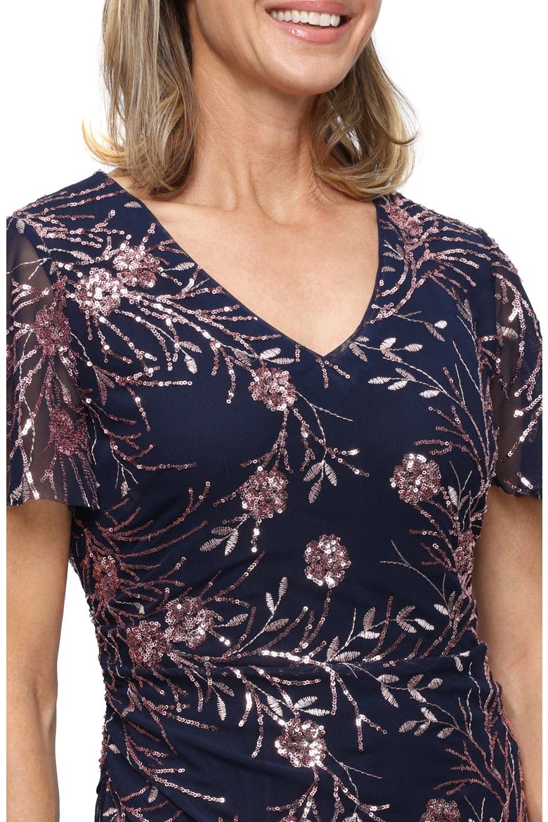 Stretch Sequin Midi Cocktail Dress, Alternate, color, NAVY BLUSH