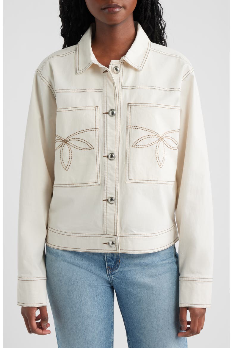 Briggs Topstitch Detail Stretch Cotton Jacket (Women) | Nordstrom