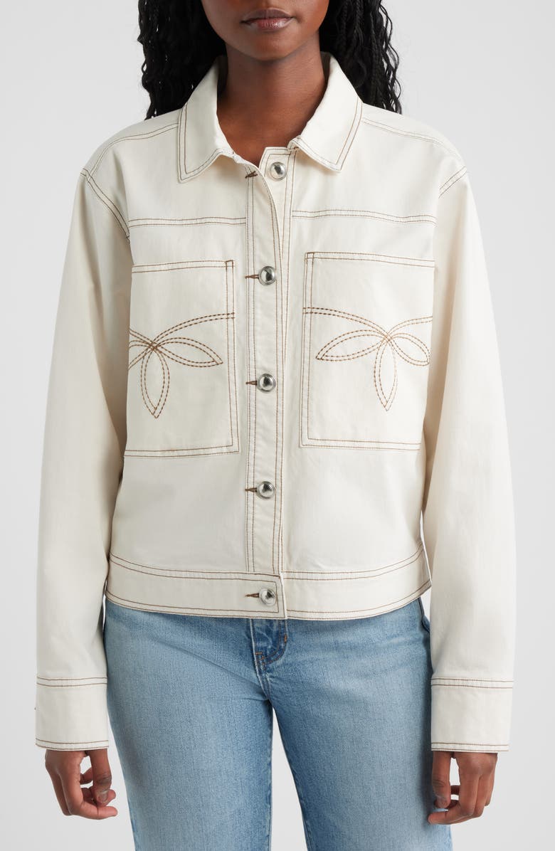 Rails Briggs Topstitch Detail Stretch Cotton Jacket, Alternate, color, Bone