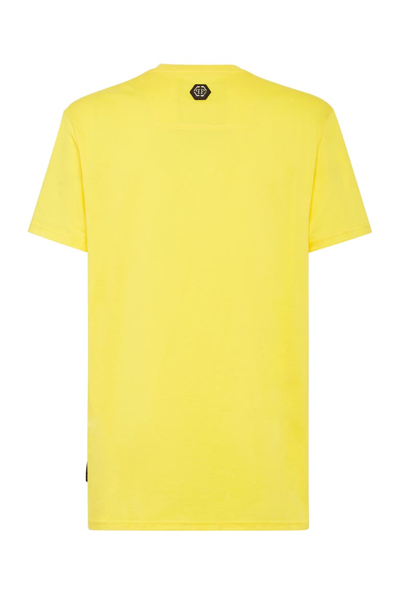 T-Shirt Round Neck Ss Skull And Plein With Crystals Unisex, Alternate, color, yellow