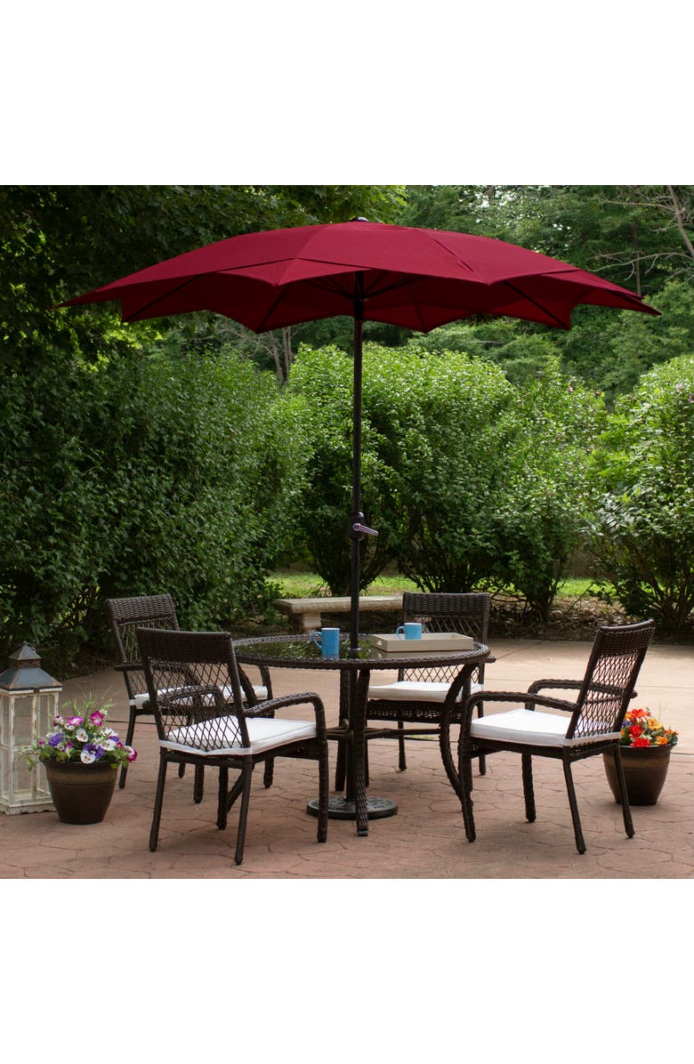 Northlight 8.85ft Outdoor Patio Lotus Umbrella with Hand Crank, Burgundy, Alternate, color, Red
