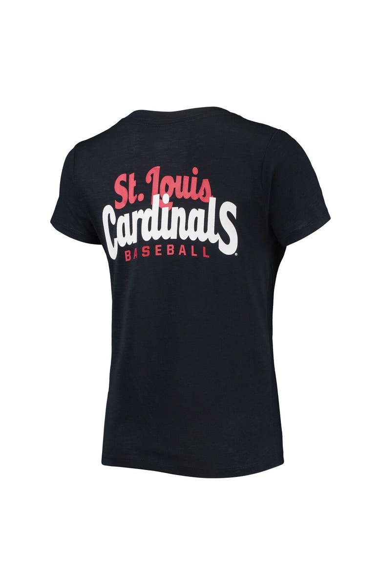 New Era Women's New Era Navy St. Louis Cardinals 2-Hit Front Twist Burnout T-Shirt, Alternate, color, Navy