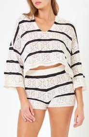 LSPACE Diamond Eyes Stripe Cover-Up Hoodie
