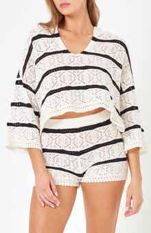 LSPACE Diamond Eyes Stripe Cover-Up Hoodie
