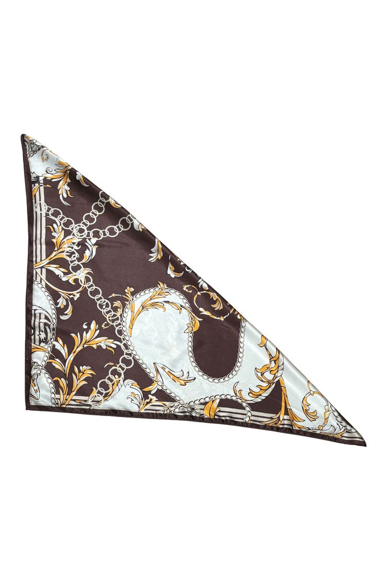 Chain Print Satin Scarf, Alternate, color, BROWN