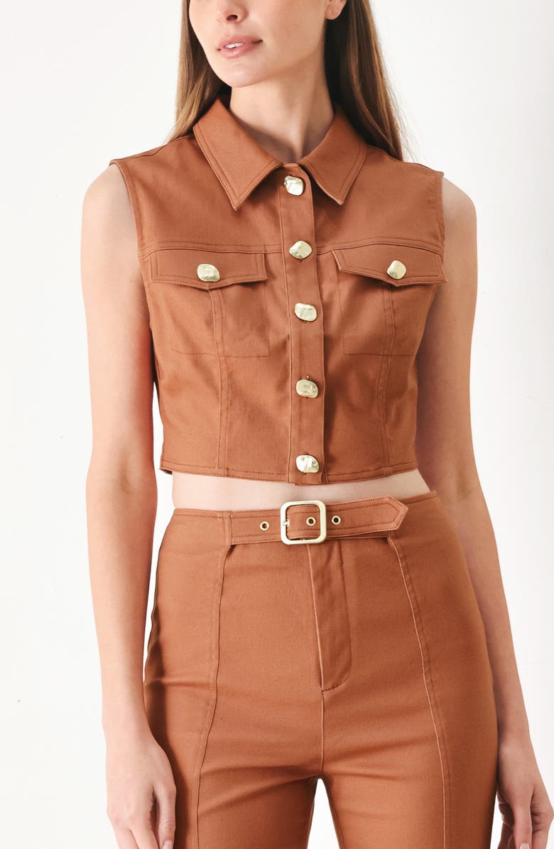 FREEMARKET Cropped Button-Up Shirt, Alternate, color, Terracotta