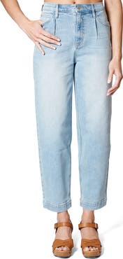 Nicole Miller High Waisted Pleated Front Tapered Leg Jeans