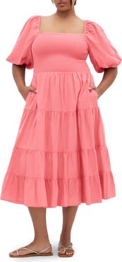 City Chic Ariella Tiered Cotton Midi Dress