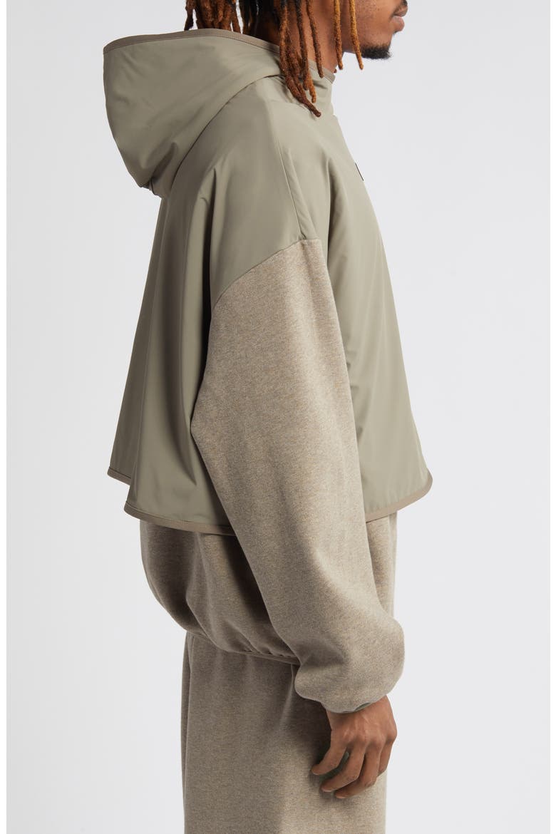Fleece & Nylon Hoodie, Alternate, color, DUST / HEATHER GREY