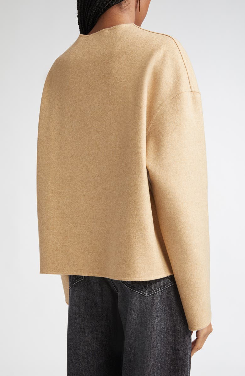 Versace Felted Wool Blend Peacoat, Alternate, color, Beige Melange