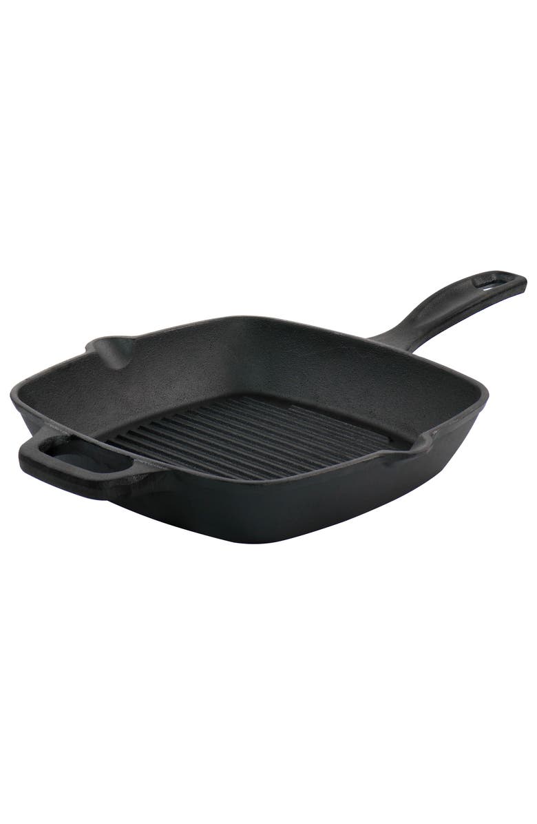 OSTER Castaway 10 Inch Square Cast Iron Grill Pan with Pouring Spouts, Main, color, Black