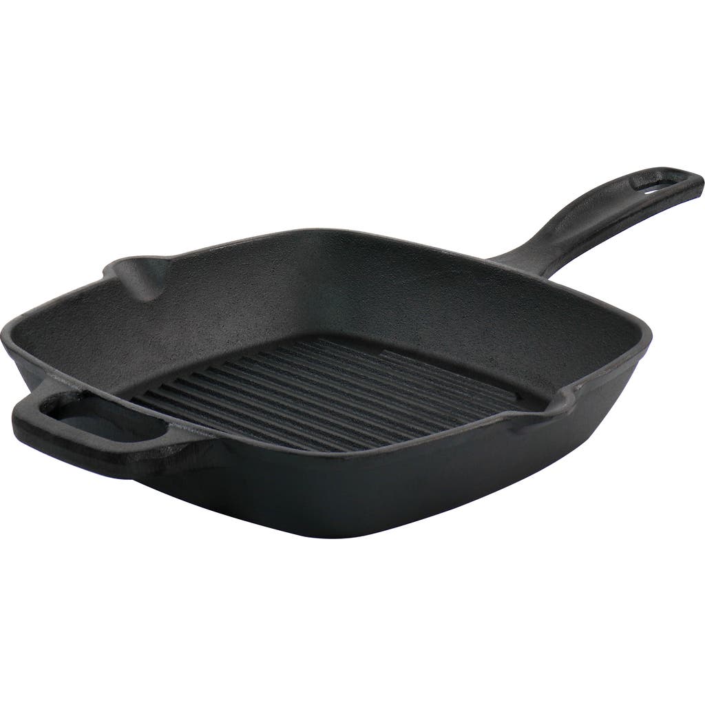 Oster Castaway 10 Inch Square Cast Iron Grill Pan With Pouring Spouts In Black
