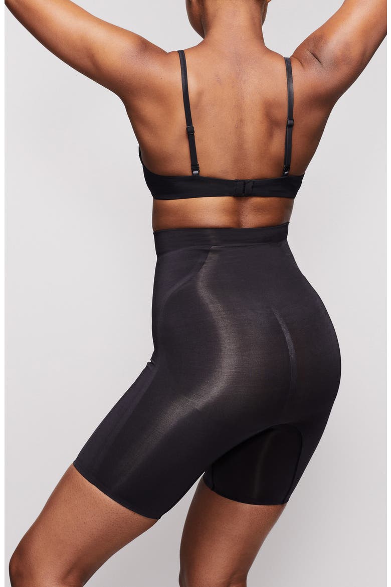 High Waist Bonded Shorts, Alternate, color, ONYX