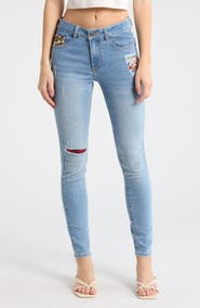 Desigual Mickey Mouse Patchwork Skinny Jeans