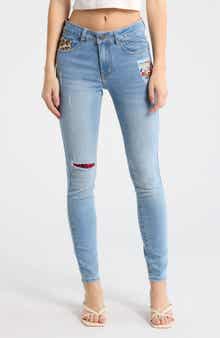 Desigual Mickey Mouse Patchwork Skinny Jeans