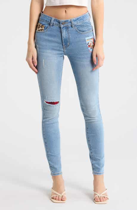 Desigual Mickey Mouse Patchwork Skinny Jeans