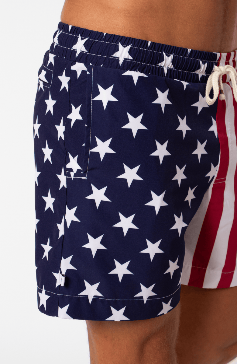 LEISURE LAB Stars + Stripes Swim Trunk, Alternate, color, Americana