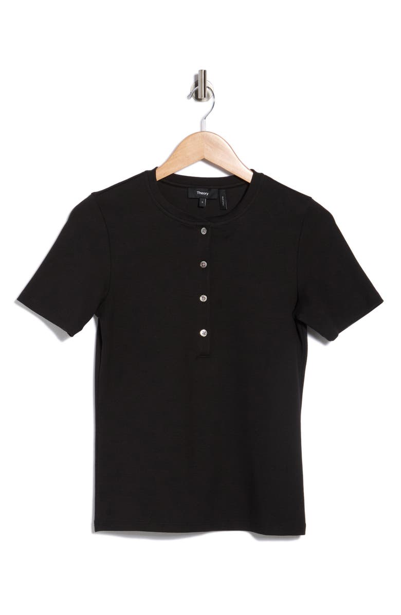 Theory Perry Rib Knit Henley, Main, color, Black