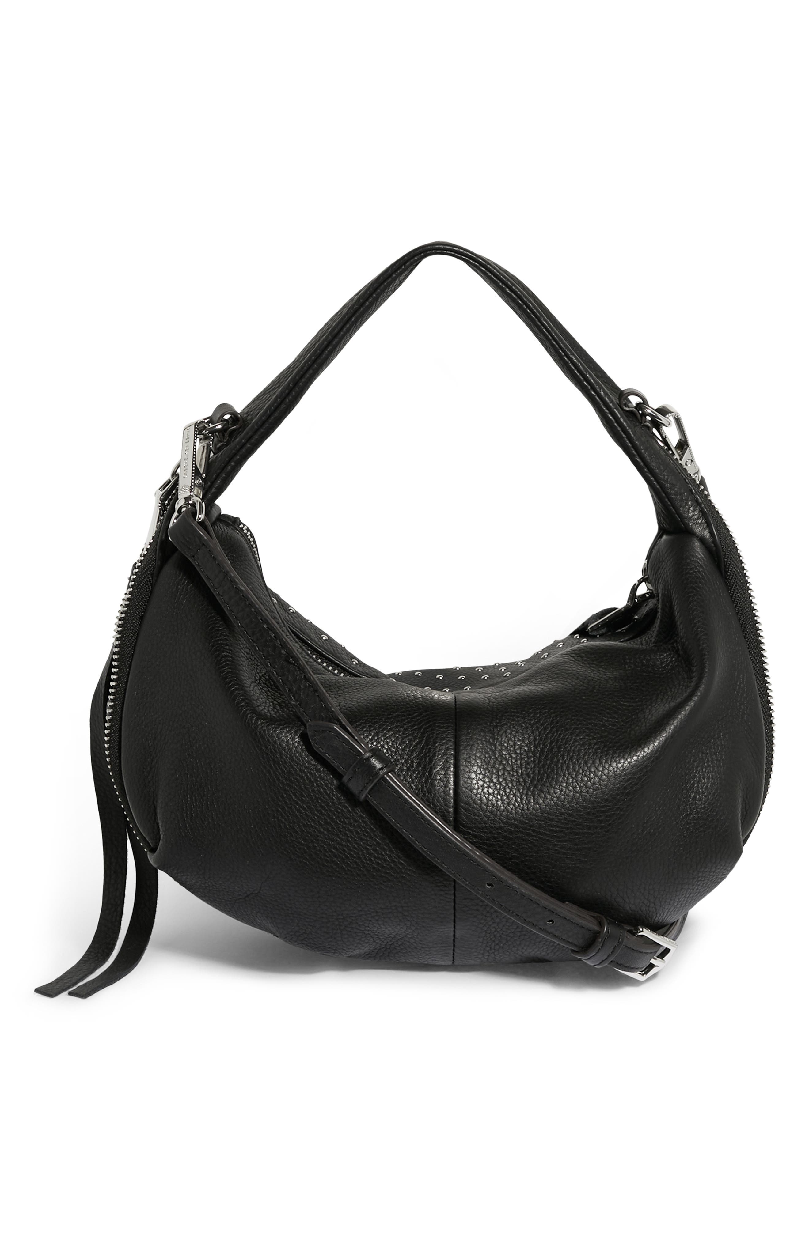 Mini Roxbury Leather Top Handle Bag, Alternate, color, BLACK W MICRO STUDS