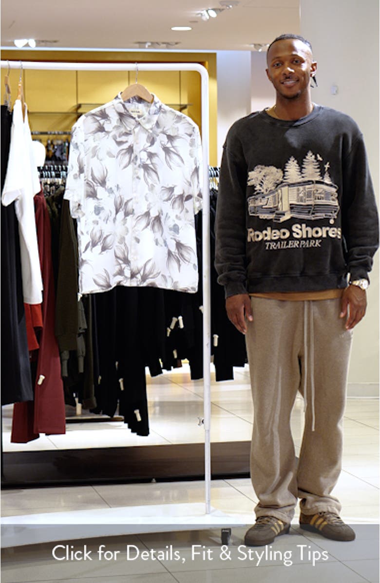 Oversize Floral Short Sleeve Button-Up Shirt, sales video thumbnail