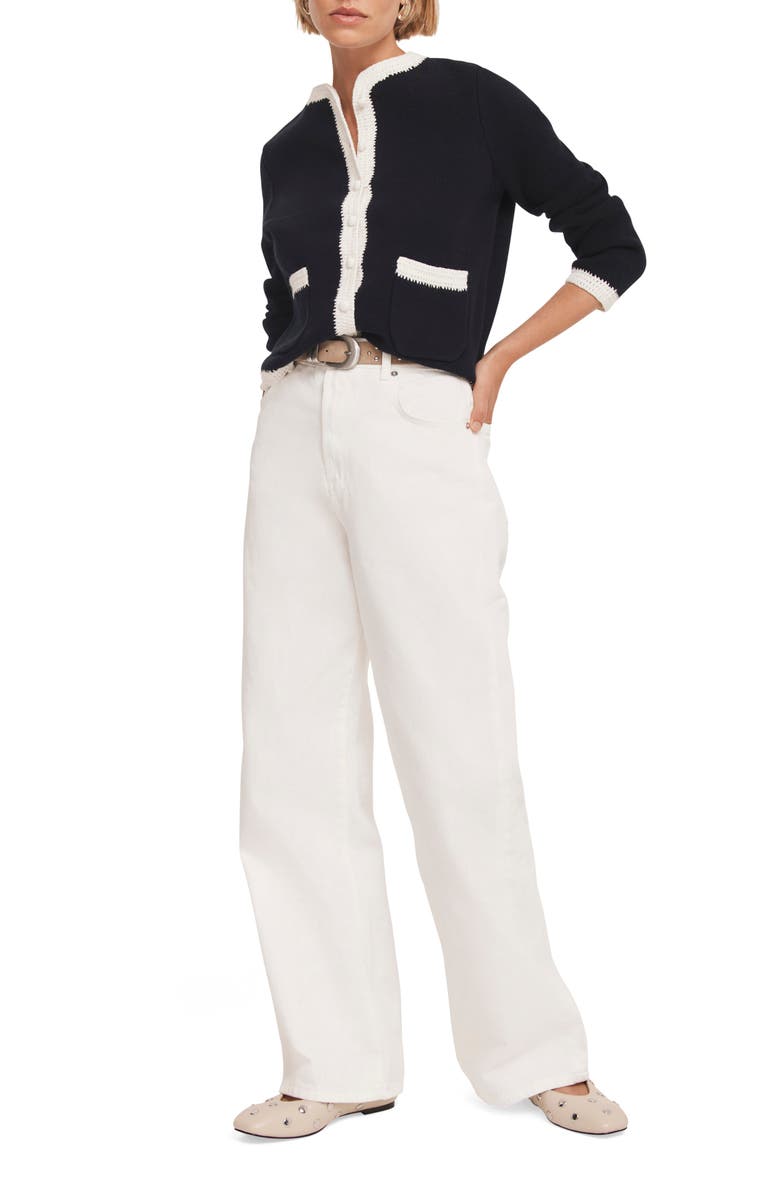 MINT VELVET Crochet Cotton Blend Jacket, Alternate, color, Navy