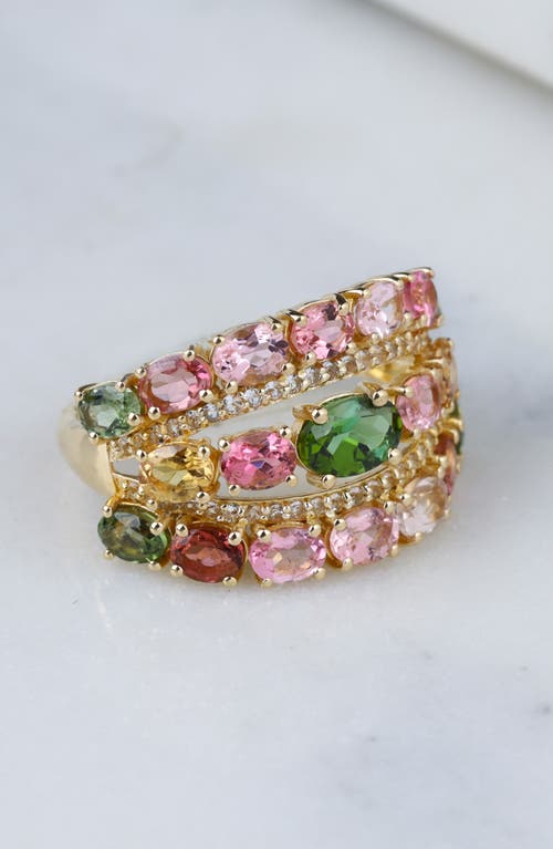 Ys Gems Multicolored Tourmaline & White Topaz Ring