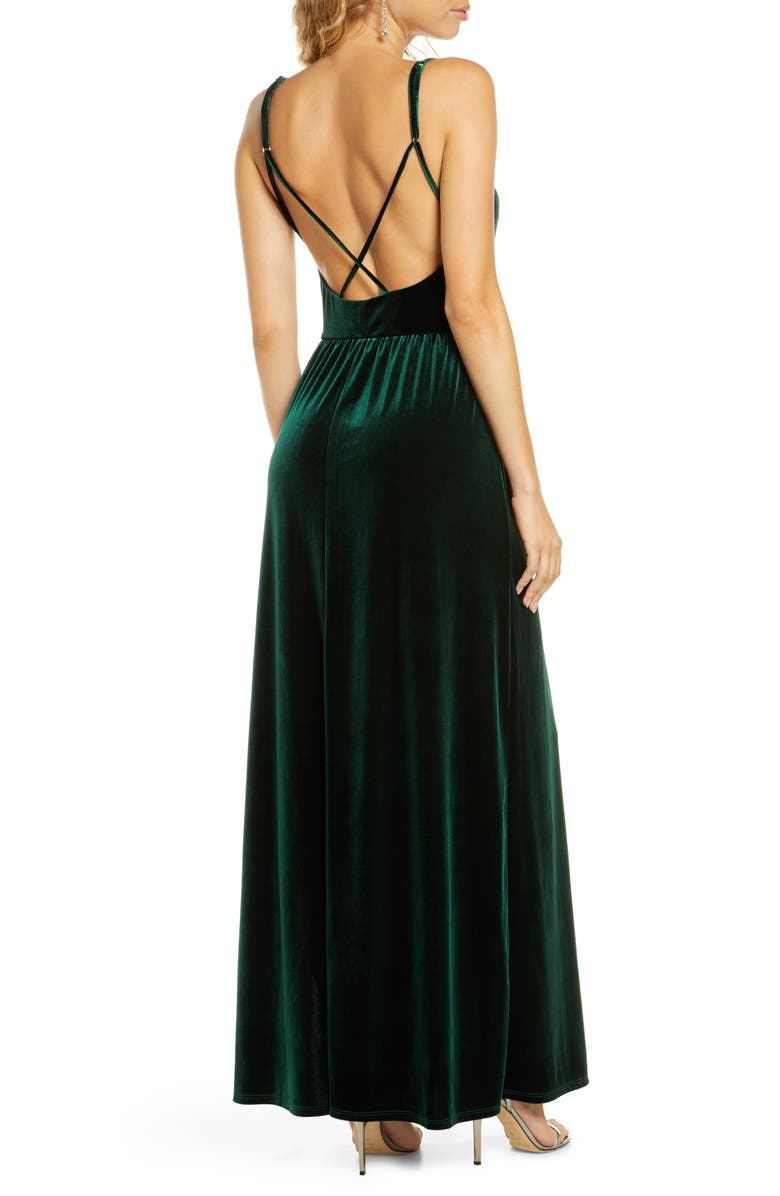 Lulus Final Song Strappy Back Velvet Gown, Alternate, color, 