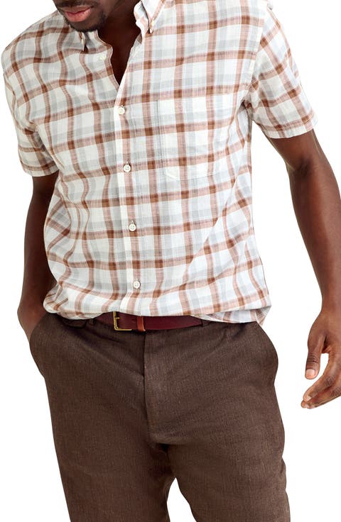 Tatter Plaid Short Sleeve Button-Down Shirt